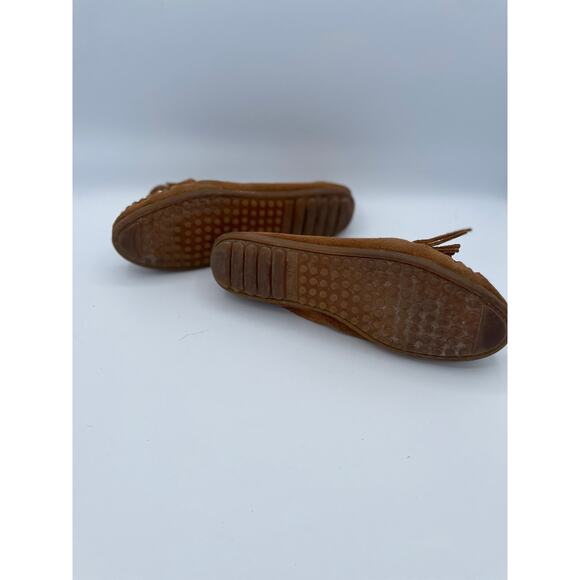 Minnetonka Suede Fringe Moccasins Womens Sz 7.5 Leather Softsole Loafers Slip-On - Picture 8 of 8